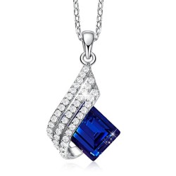 Monemel Kristal Taşlı Lacivert Kolye (Altın Kaplama)